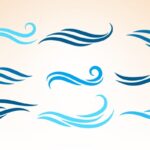 تصویر PNG مجموعه خطوط طرح موج آب