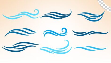 تصویر PNG مجموعه خطوط طرح موج آب