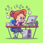 وکتور کاراکتر کارتونی دختر عصبانی با کامپیوتر