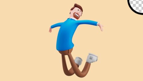 تصویر PNG کاراکتر سه بعدی مرد تاجر در حال پریدن