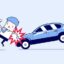 وکتور کاراکتر کارتونی مرد و تصادف کردن با ماشین