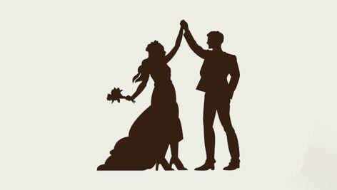 وکتور طرح ضدنور عروس و داماد در روز عروسی