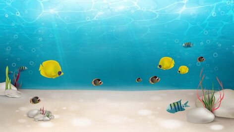 وکتور اعماق اقیانوس و دریا با مجموعه ماهی