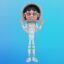 تصویر PNG کاراکتر سه بعدی دختر فضانورد با لبخند و علامت اوکی