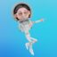 تصویر PNG کاراکتر سه بعدی دختر فضانورد خوشحال و اشاره کردن