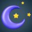 تصویر PNG آیکون سه بعدی هلال ماه و ستاره