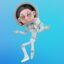 تصویر PNG کاراکتر سه بعدی دختر فضانورد در حال رقصیدن
