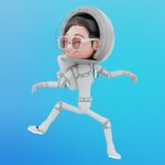 تصویر PNG کاراکتر سه بعدی دختر فضانورد در حال شادی