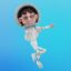 تصویر PNG کاراکتر سه بعدی دختر فضانورد و اشاره کردن