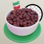 تصویر PNG رندر سه بعدی قهوه و پرچم ایران