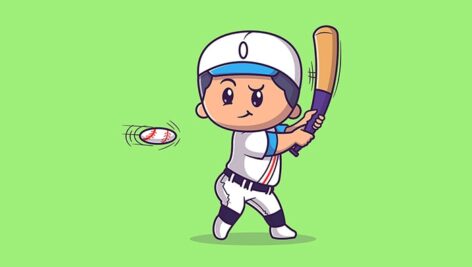 وکتور کاراکتر کارتونی پسربچه و ورزش بیسبال