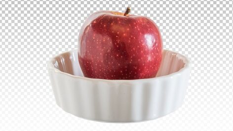 تصویر PNG سیب قرمز توی کاسه سرامیکی
