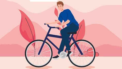 وکتور تصویرسازی کاراکتر مرد جوان در حال دوچرخه سواری