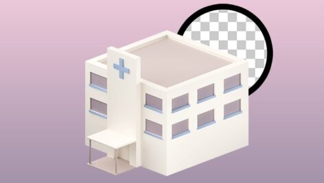 تصویر PNG طراحی سه بعدی ساختمان بیمارستان