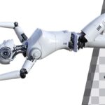 تصویر PNG طرح سه بعدی ربات زن در حال سقوط