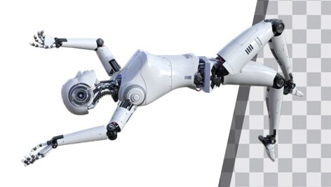 تصویر PNG طرح سه بعدی ربات زن در حال سقوط