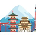 وکتور تصویرسازی جاهای دیدنی و جاذبه گردشگری ژاپن