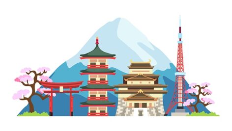 وکتور تصویرسازی جاهای دیدنی و جاذبه گردشگری ژاپن