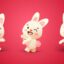 تصویر PNG رندر سه بعدی مجموعه کاراکتر خرگوش