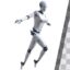 تصویر PNG طرح سه بعدی ربات زن در حال دویدن