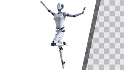 تصویر PNG طرح سه بعدی ربات زن در حال رقص باله