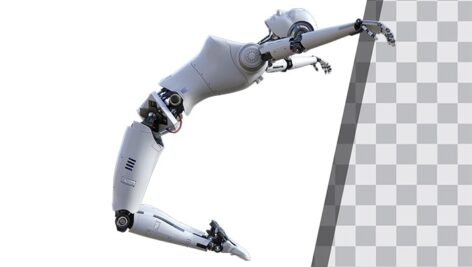 تصویر PNG طرح سه بعدی ربات زن و افتادن
