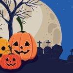وکتور تصویرسازی طرح هالووین با کدو تنبل و صلیب