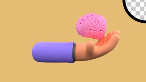 تصویر PNG طرح سه بعدی دست و نگه داشتن مغز