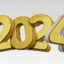 تصویر PNG عدد سال 2024 با طراحی سه بعدی