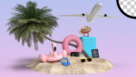 تصویر PNG مجموعه عناصر با مفهوم تعطیلات و مسافرت