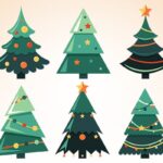 تصویر PNG مجموعه طرح درخت کریسمس