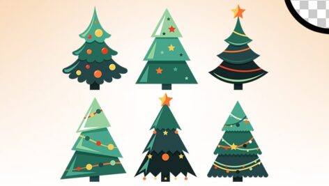 تصویر PNG مجموعه طرح درخت کریسمس