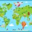 وکتور تصویرسازی نقشه قاره های جهان با مفهوم مسافرت
