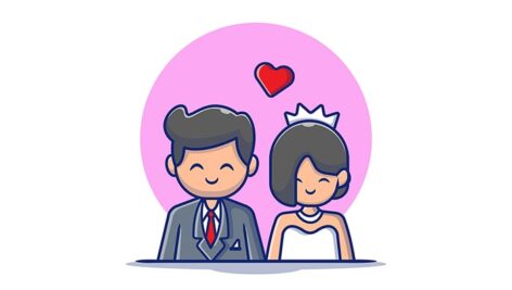 وکتور کاراکتر کارتونی عروس و داماد