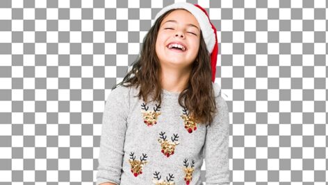 تصویر PNG دختر بچه در حال خندیدن در روز کریسمس
