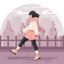 وکتور تصویرسازی کاراکتر دختر و قدم زدن در شهر