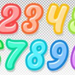 تصویر PNG مجموعه اعداد رنگی انگلیسی 0 تا 9