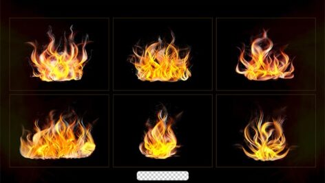 تصویر PNG طرح واقع گرایانه مجموعه شعله های آتش
