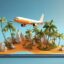 تصویر سه بعدی هواپیما با مفهوم مسافرت و سفر