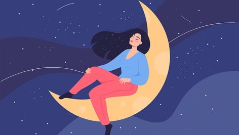 فایل لایه باز تصویرسازی طرح کاراکتر دختر و ماه