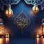 تصویر پس زمینه ماه رمضان طرح اسلیمی و فانوس