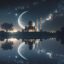 تصویر مسجد و ماه با مفهوم ماه رمضان