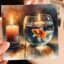 تصویر آبرنگی ماهی قرمز نوروز و شمع
