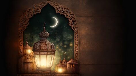 تصویر پس زمینه طرح فانوس با مفهوم ماه رمضان