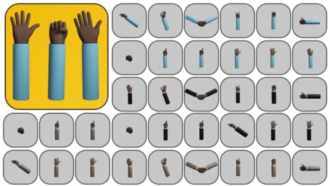 تصویر PNG مجموعه حرکات دست انسان طرح مشکی