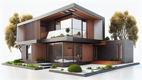تصویر پس زمینه طرح سه بعدی خانه مدرن