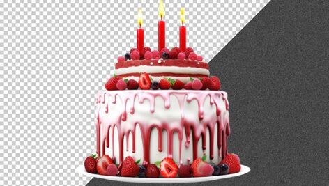 تصویر PNG کیک تولد طرح سه بعدی