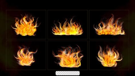 تصویر PNG واقع گرایانه مجموعه شعله های آتش