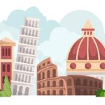 وکتور تصویرسازی جاهای دیدنی و جاذبه گردشگری ایتالیا
