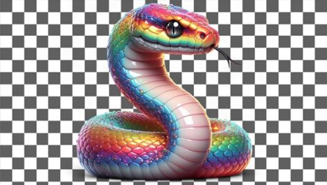 تصویر PNG مار طرح سه بعدی و رنگارنگ